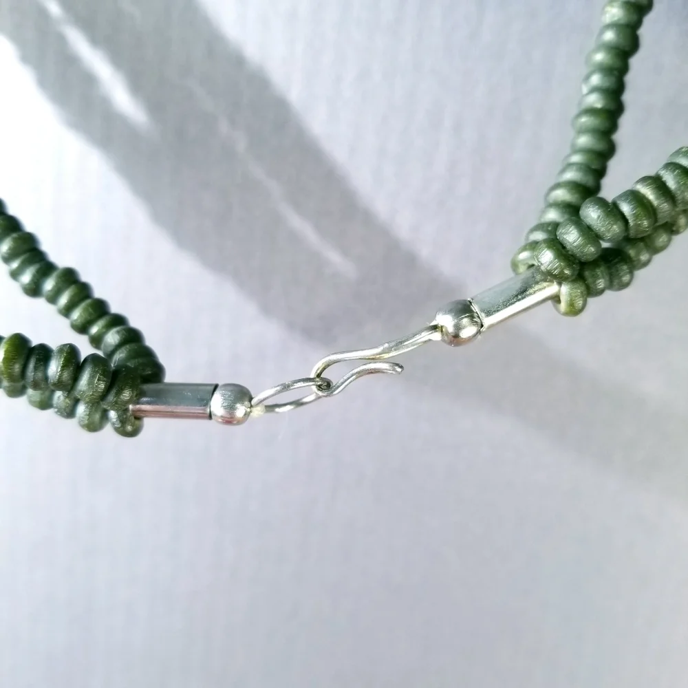 Olive Wood Bead 3 strand necklace - Picture 3 of 5